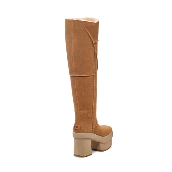 🆕️ UGG New Heights Platform Ochre Brown Over the Knee Boots Size 10 Baddie - Picture 5 of 15